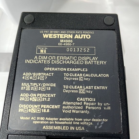 Vintage Western Auto Calculator 66–4986–7 Electronic Wizard‎ Tested Working Rare - Picture 5 of 7